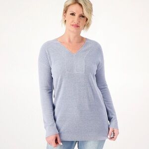 Barefoot Dreams CozyChic Ultra Lite V-neck Tunic L White!